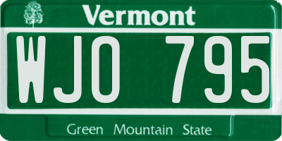 VT license plate WJO795