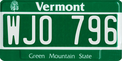 VT license plate WJO796