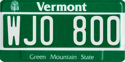 VT license plate WJO800