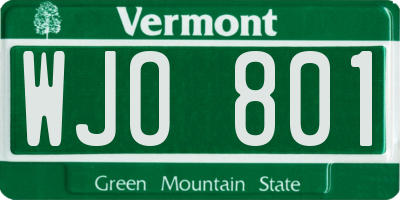 VT license plate WJO801