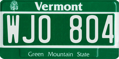 VT license plate WJO804