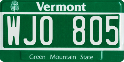 VT license plate WJO805