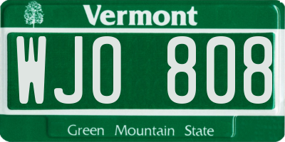 VT license plate WJO808
