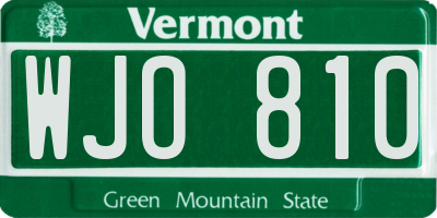 VT license plate WJO810