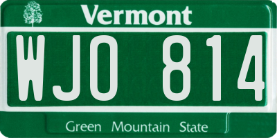 VT license plate WJO814