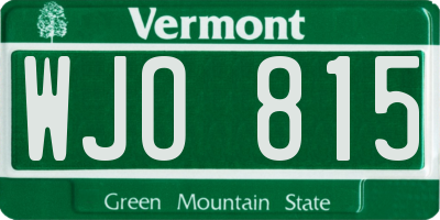 VT license plate WJO815