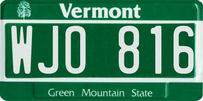 VT license plate WJO816