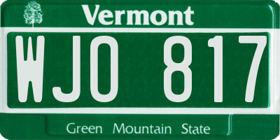 VT license plate WJO817