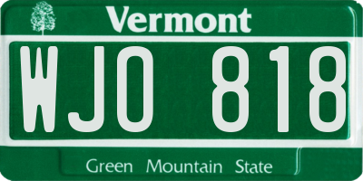 VT license plate WJO818