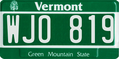 VT license plate WJO819
