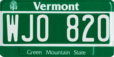 VT license plate WJO820