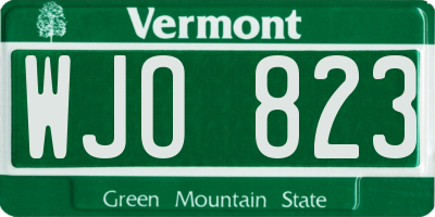VT license plate WJO823