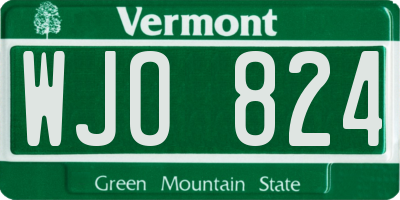 VT license plate WJO824