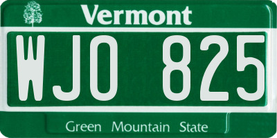 VT license plate WJO825