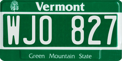 VT license plate WJO827