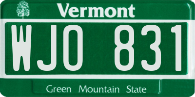 VT license plate WJO831