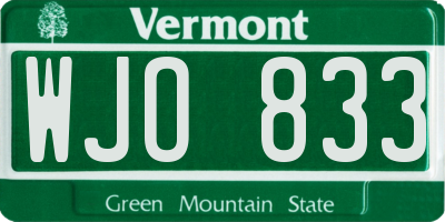 VT license plate WJO833
