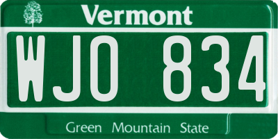 VT license plate WJO834