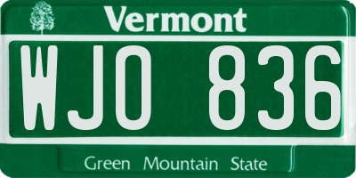 VT license plate WJO836