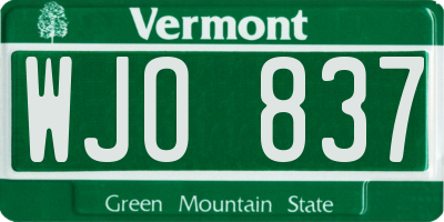 VT license plate WJO837