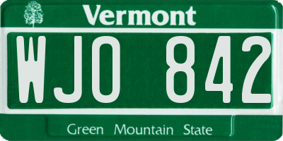 VT license plate WJO842