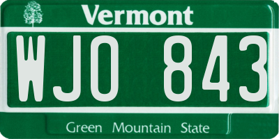 VT license plate WJO843