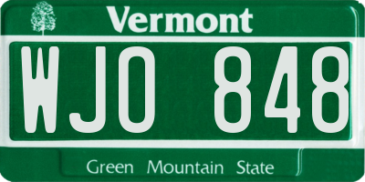 VT license plate WJO848