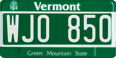 VT license plate WJO850