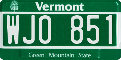 VT license plate WJO851