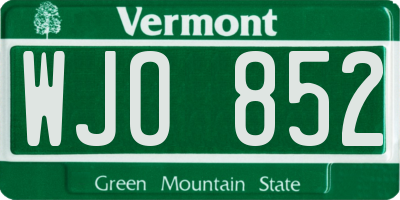 VT license plate WJO852