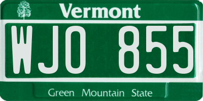 VT license plate WJO855