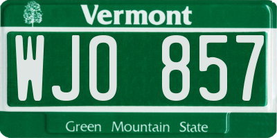 VT license plate WJO857