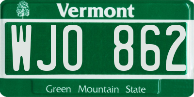 VT license plate WJO862