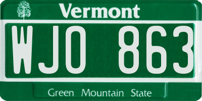 VT license plate WJO863