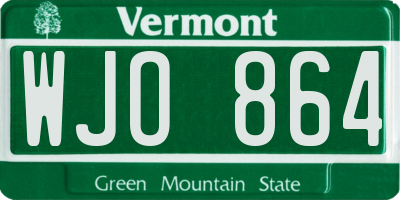 VT license plate WJO864