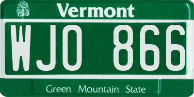 VT license plate WJO866