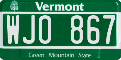 VT license plate WJO867