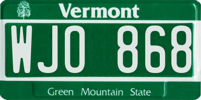VT license plate WJO868