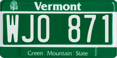 VT license plate WJO871