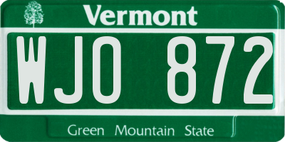 VT license plate WJO872
