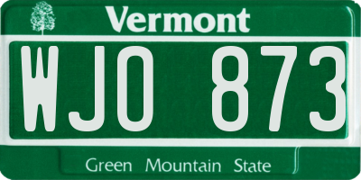 VT license plate WJO873