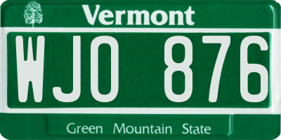VT license plate WJO876