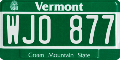 VT license plate WJO877