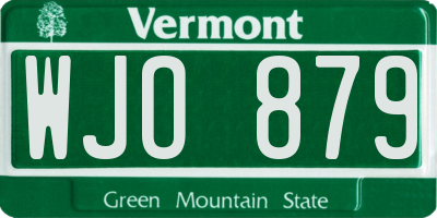 VT license plate WJO879