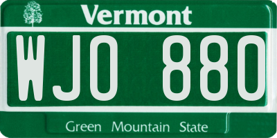 VT license plate WJO880