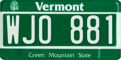 VT license plate WJO881