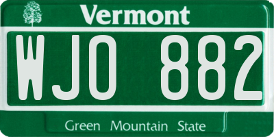 VT license plate WJO882