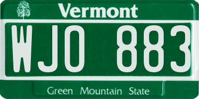 VT license plate WJO883