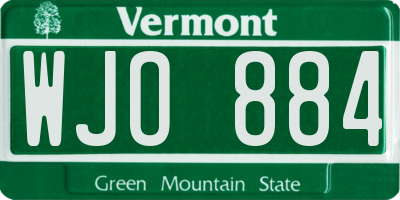 VT license plate WJO884