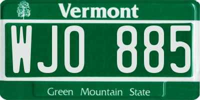 VT license plate WJO885